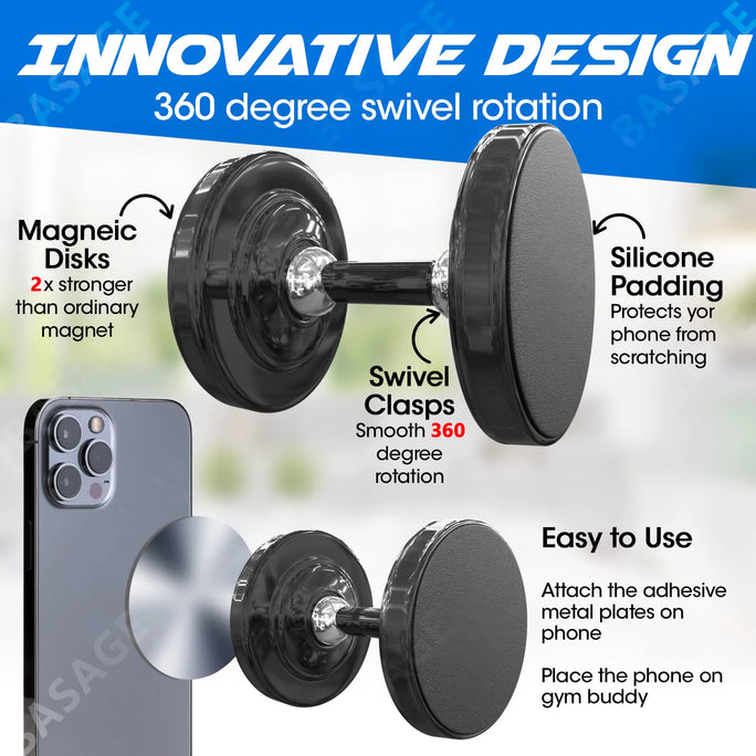 Dual Magnetic Gym Phone Holder for Working Out