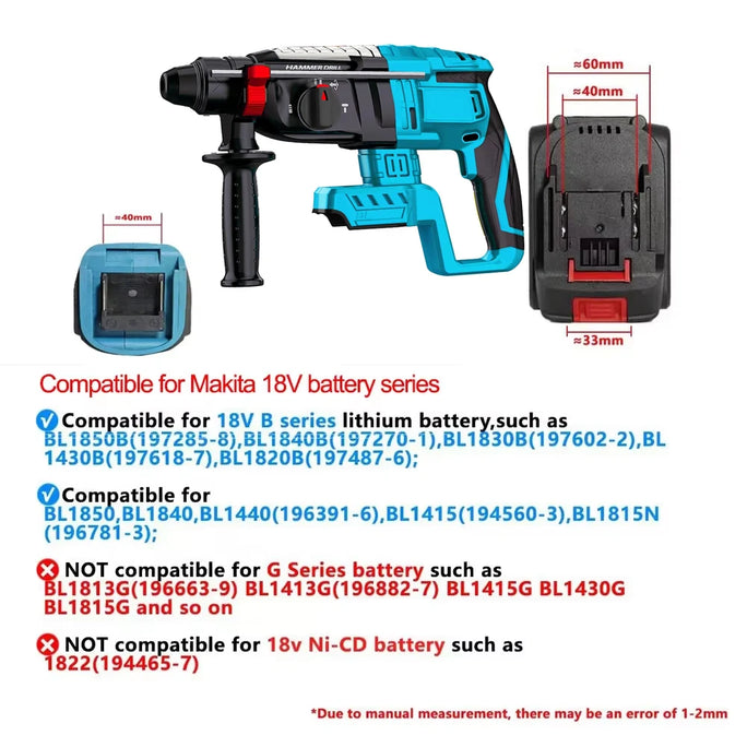 Brushless 28MM Electric Hammer Drill Multifunctional Rotary