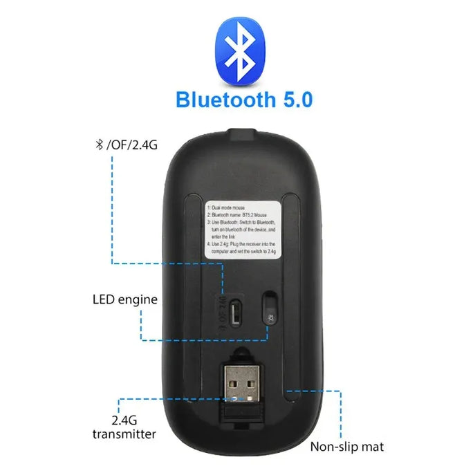 Wireless Mouse RGB Rechargeable Bluetooth Mice Wireless Computer