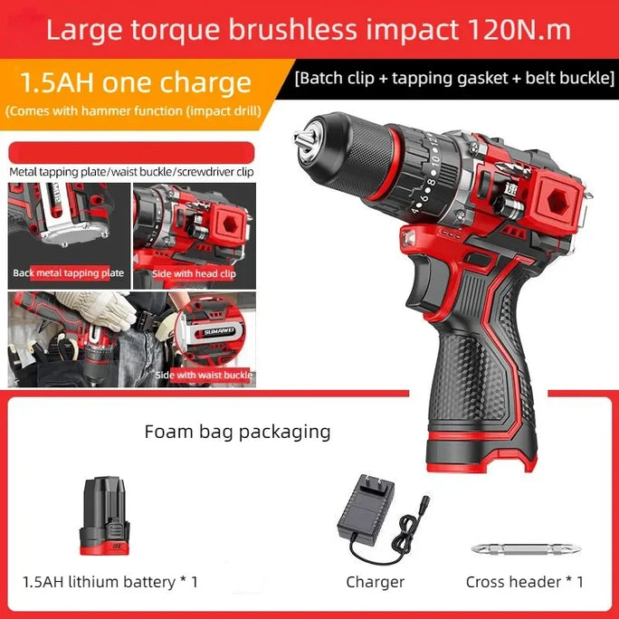 Brushless Electric Drill Tapping Cordless Impact Drill Metal