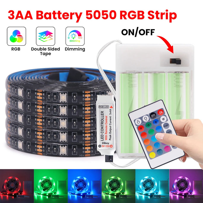 5V 5050 2835 RGB LED Strip Light Battery Power