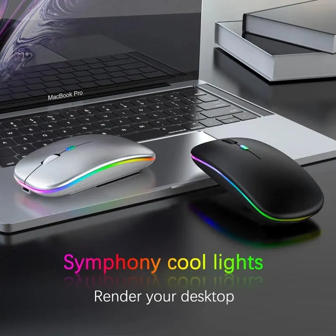 Wireless Mouse RGB Rechargeable Bluetooth Mice Wireless Computer