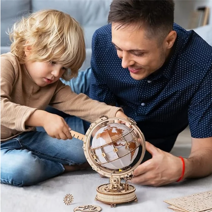 AA81-3D Wooden Puzzle Music Box DIY LED Wooden Model Building Kit