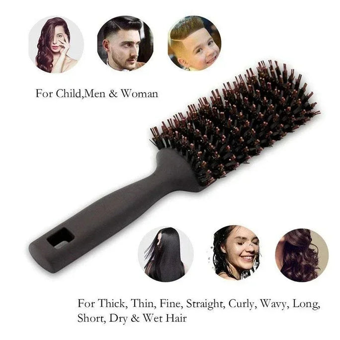 Boar Bristles Detangling Hair Brush Hollow