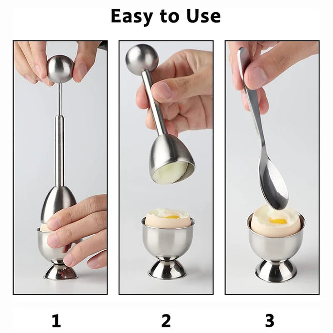Egg Shell Opener Hard Soft Boiled Egg Cups Stainless