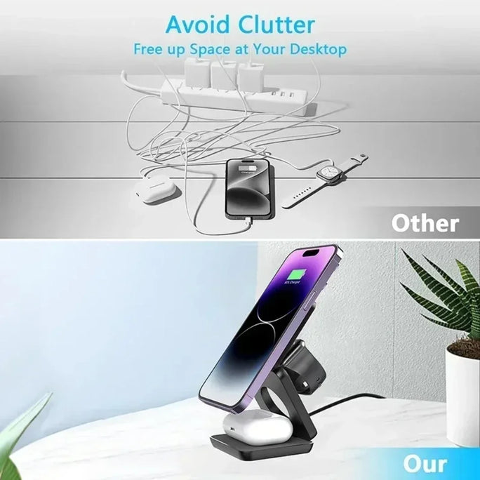 3 In 1 Foldable Magnetic Wireless Charger Stand