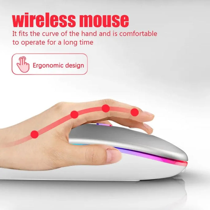 Wireless Mouse RGB Rechargeable Bluetooth Mice Wireless Computer